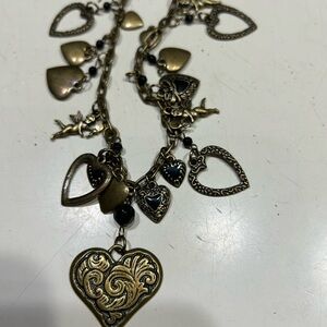 Beautiful Quality gold and black toned Designer Hearts and Things Necklace